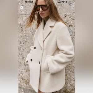ZARA! Elegant Cream Double-Breasted Women's Coat NWT